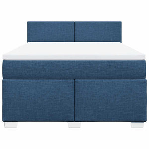 Κρεβάτι Boxspring με Στρώμα Μπλε 140x190 εκ. Υφασμάτινο