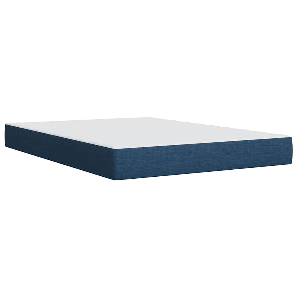 Κρεβάτι Boxspring με Στρώμα Μπλε 140x190 εκ. Υφασμάτινο