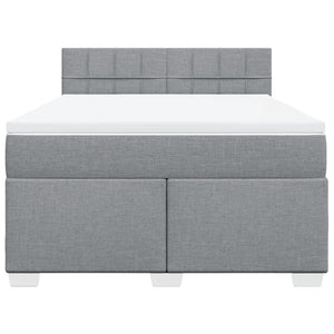 Κρεβάτι Boxspring με Στρώμα Ανοιχτό Γκρι 140x190 εκ. Υφασμάτινο - Pakobazaar