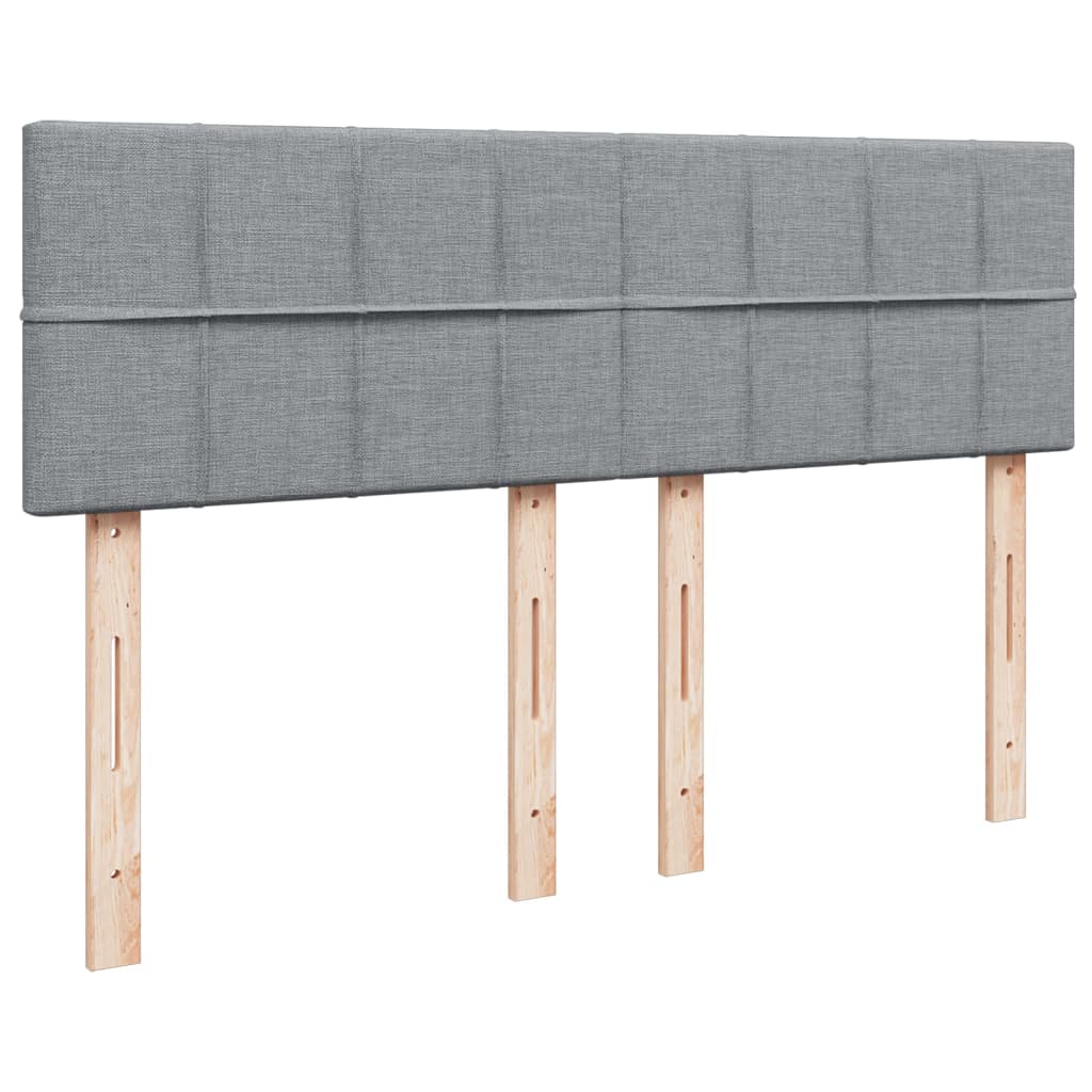 Κρεβάτι Boxspring με Στρώμα Ανοιχτό Γκρι 140x190 εκ. Υφασμάτινο - Pakobazaar