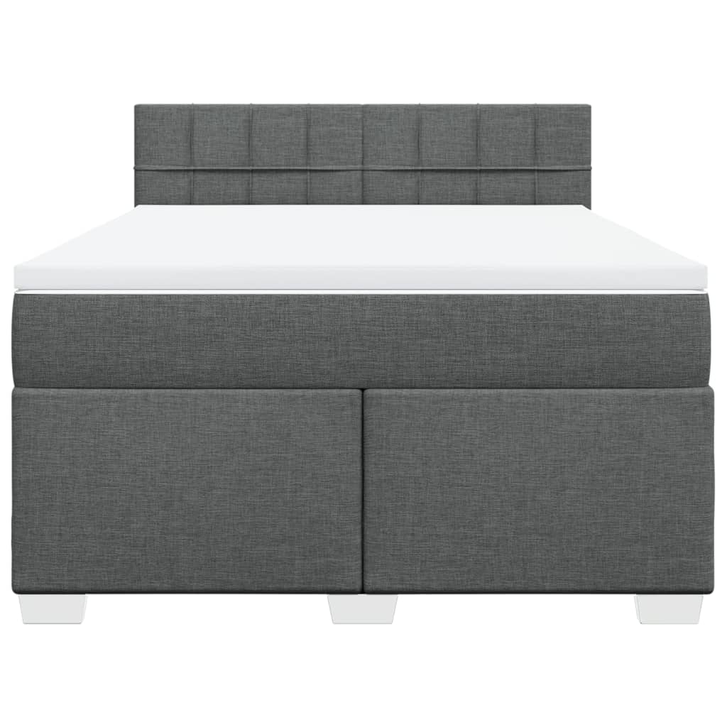 Κρεβάτι Boxspring με Στρώμα Σκούρο Γκρι 140x190 εκ. Υφασμάτινο