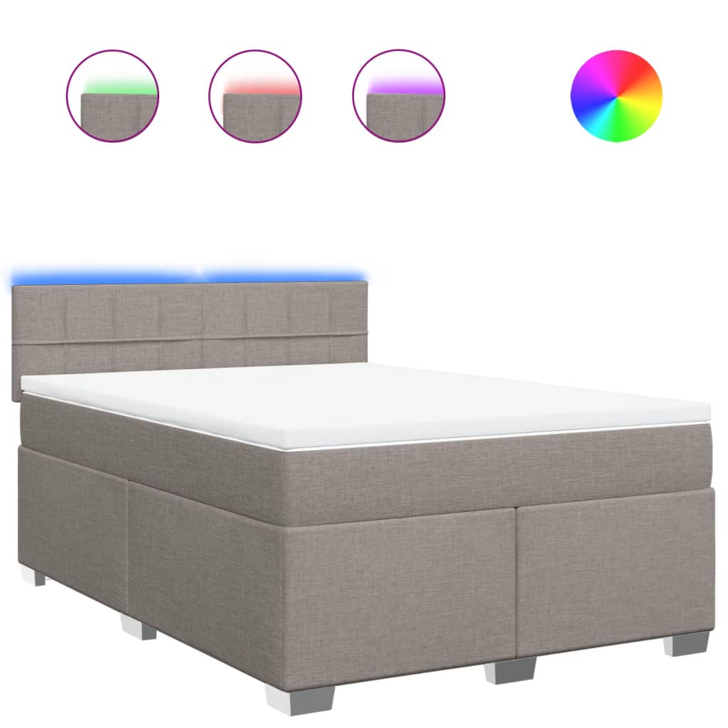 Κρεβάτι Boxspring με Στρώμα Taupe 140x190 εκ. Υφασμάτινο