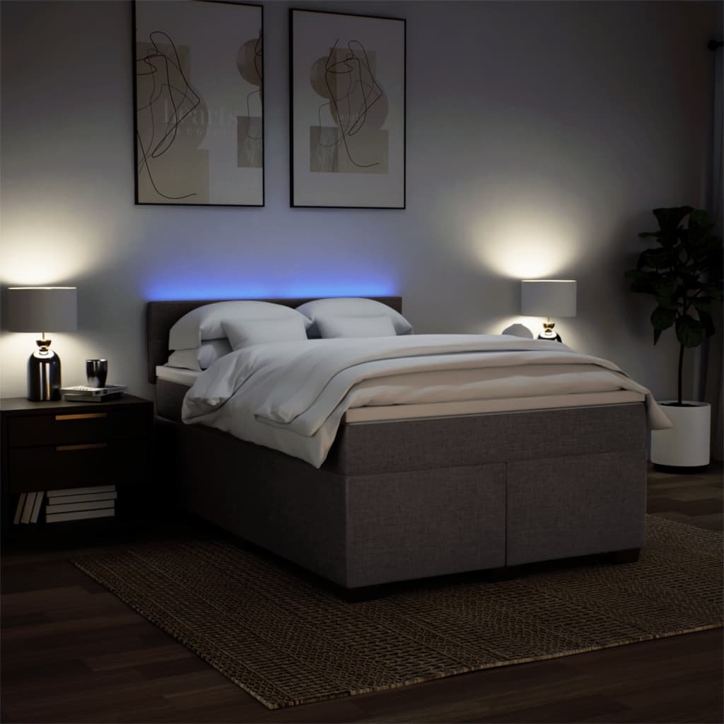 Κρεβάτι Boxspring με Στρώμα Taupe 140x190 εκ. Υφασμάτινο