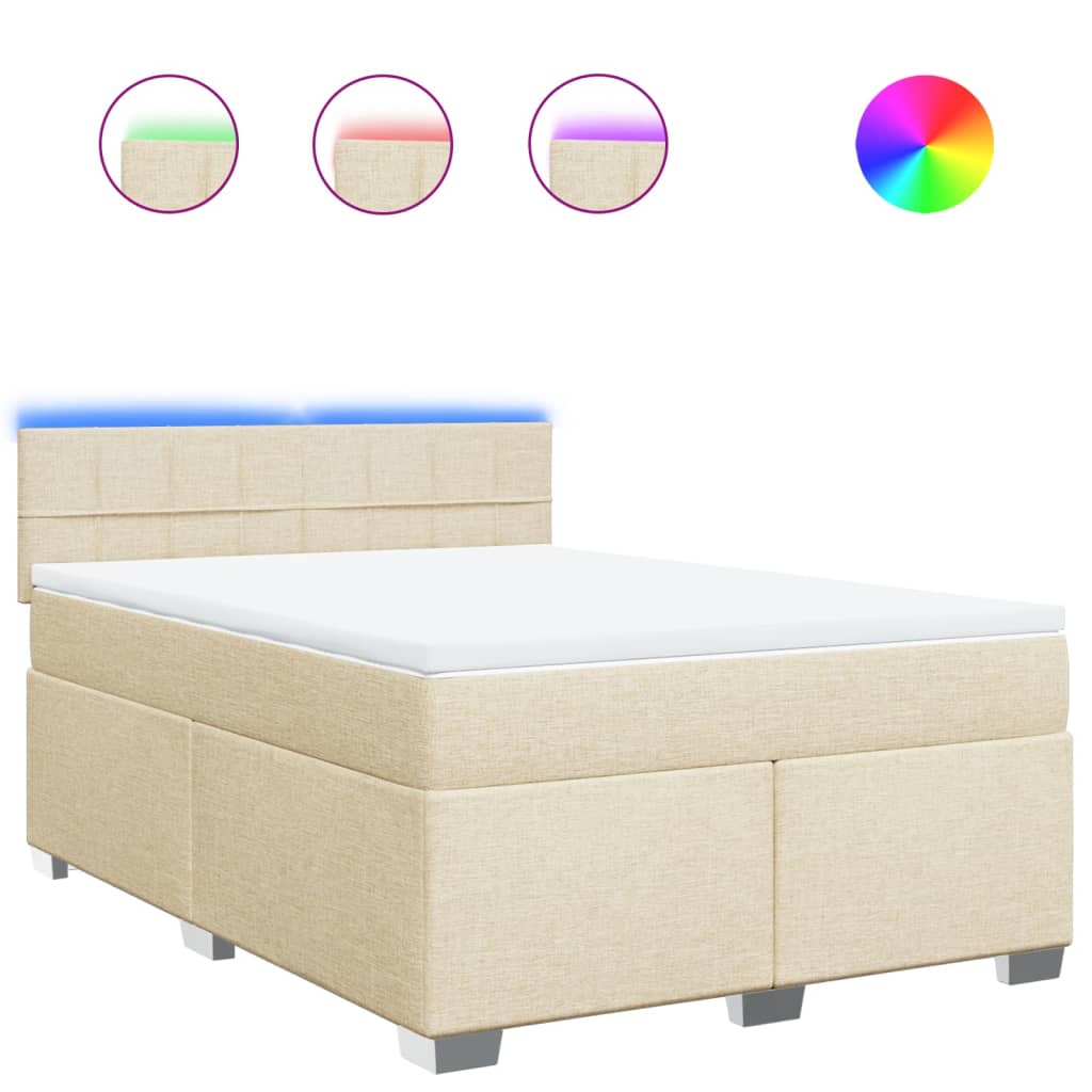Κρεβάτι Boxspring με Στρώμα Κρεμ 140x190 εκ. Υφασμάτινο - Pakobazaar
