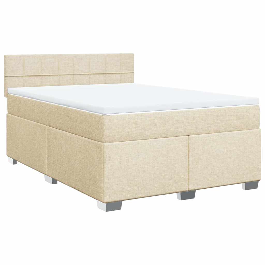 Κρεβάτι Boxspring με Στρώμα Κρεμ 140x190 εκ. Υφασμάτινο - Pakobazaar