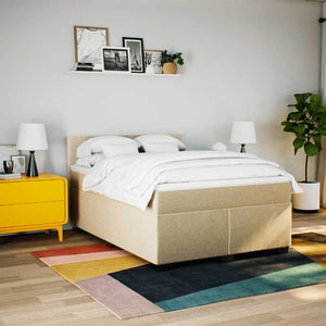 Κρεβάτι Boxspring με Στρώμα Κρεμ 140x190 εκ. Υφασμάτινο - Pakobazaar