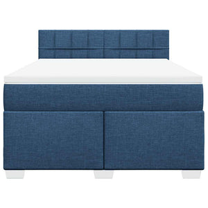Κρεβάτι Boxspring με Στρώμα Μπλε 140x190 εκ. Υφασμάτινο - Pakobazaar