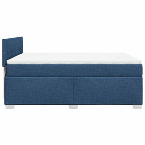 Κρεβάτι Boxspring με Στρώμα Μπλε 140x190 εκ. Υφασμάτινο - Pakobazaar