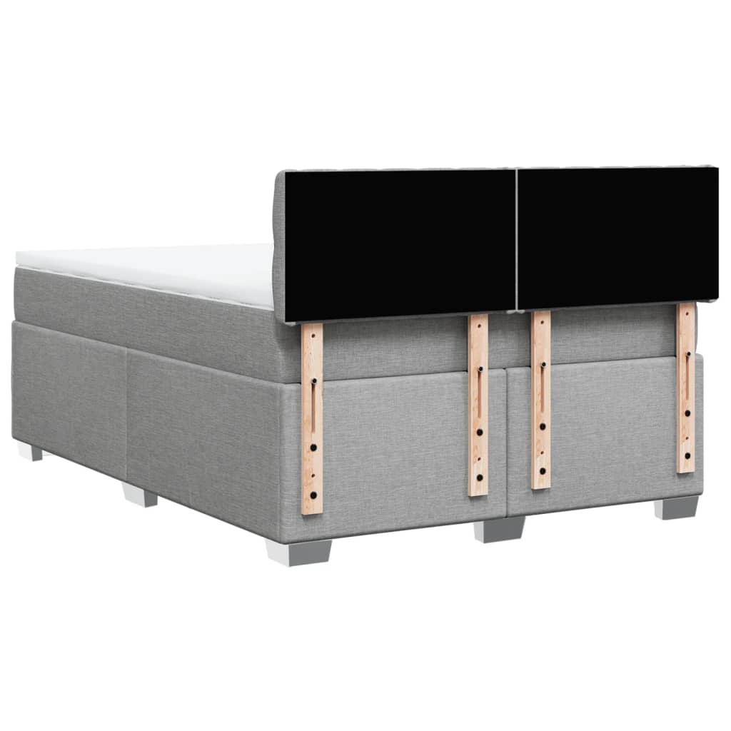 Κρεβάτι Boxspring με Στρώμα Ανοιχτό Γκρι 140x190 εκ. Υφασμάτινο - Pakobazaar