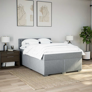 Κρεβάτι Boxspring με Στρώμα Ανοιχτό Γκρι 140x190 εκ. Υφασμάτινο - Pakobazaar