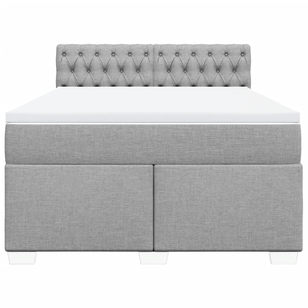 Κρεβάτι Boxspring με Στρώμα Ανοιχτό Γκρι 140x190 εκ. Υφασμάτινο - Pakobazaar