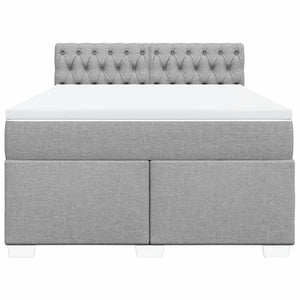 Κρεβάτι Boxspring με Στρώμα Ανοιχτό Γκρι 140x190 εκ. Υφασμάτινο - Pakobazaar
