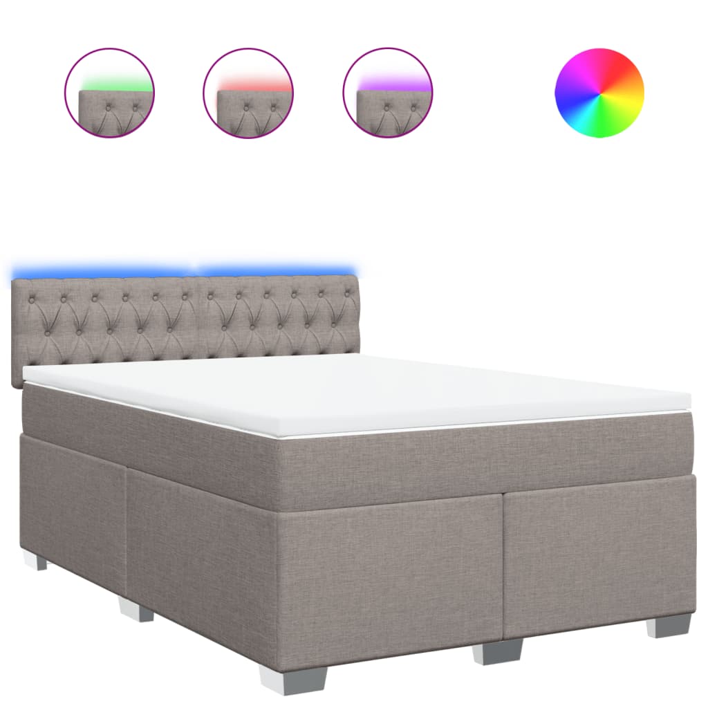 Κρεβάτι Boxspring με Στρώμα Taupe 140x190 εκ. Υφασμάτινο