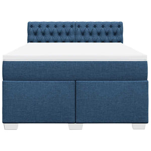 Κρεβάτι Boxspring με Στρώμα Μπλε 140x190 εκ. Υφασμάτινο