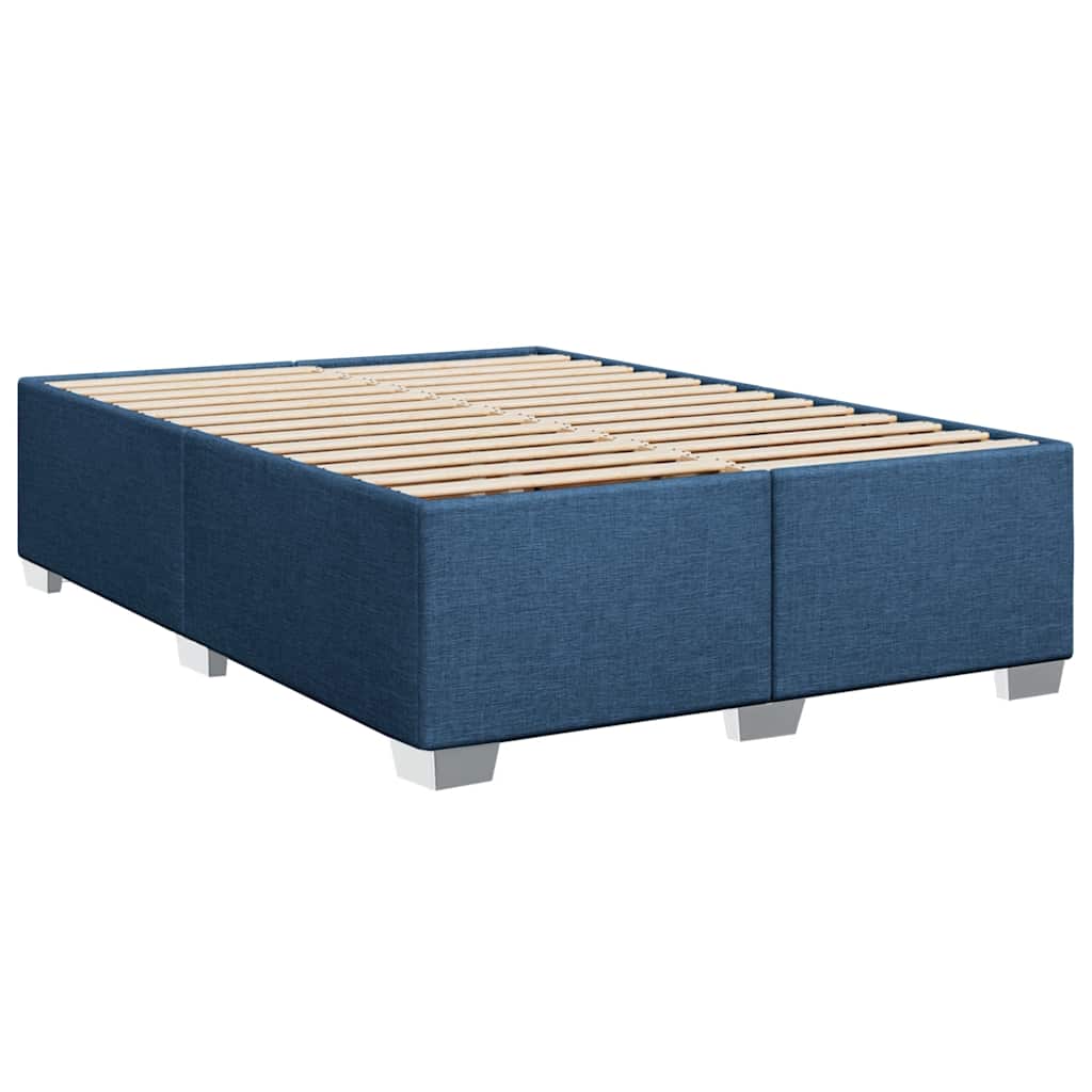 Κρεβάτι Boxspring με Στρώμα Μπλε 140x190 εκ. Υφασμάτινο