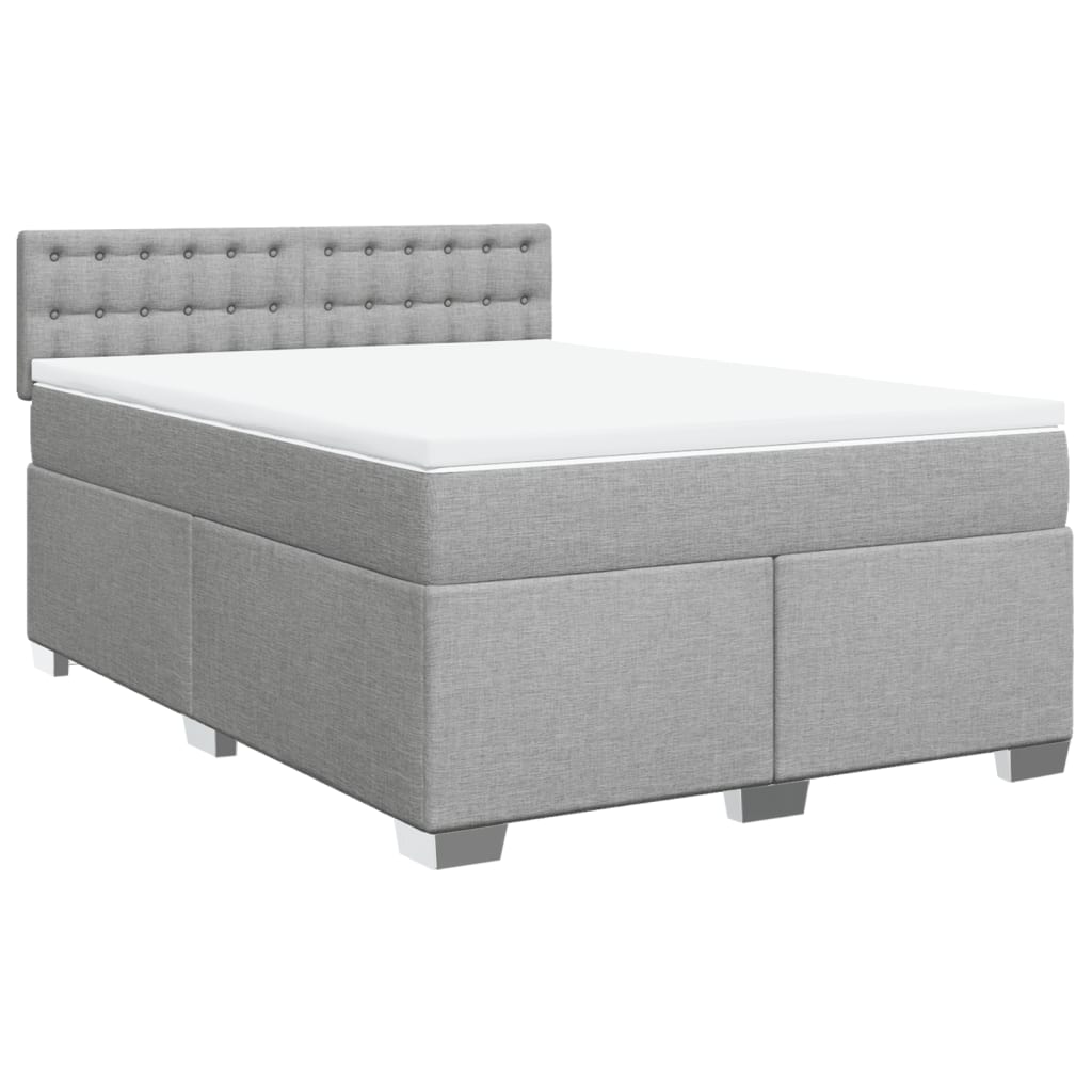 Κρεβάτι Boxspring με Στρώμα Ανοιχτό Γκρι 140x190 εκ. Υφασμάτινο