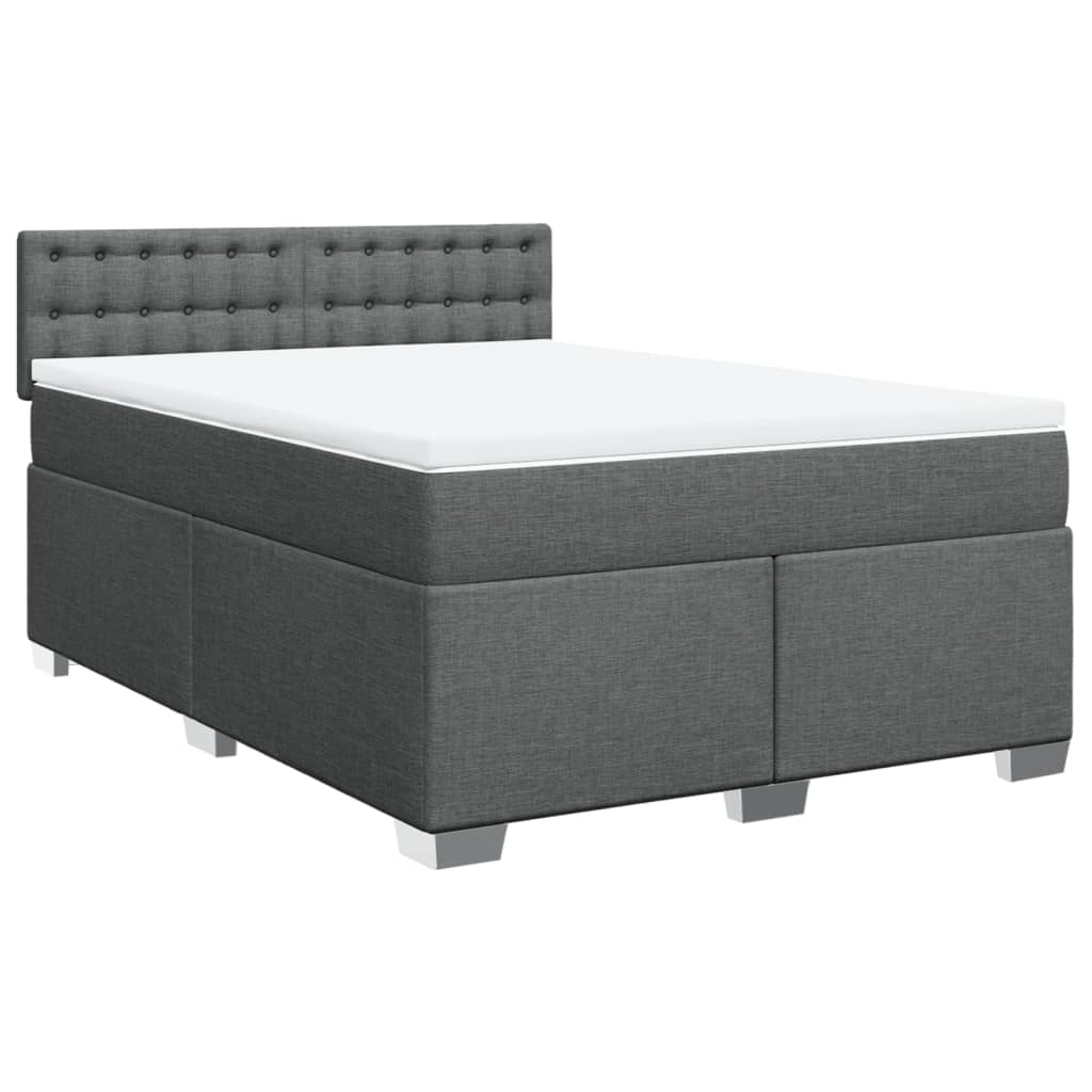 Κρεβάτι Boxspring με Στρώμα Σκούρο Γκρι 140x190 εκ. Υφασμάτινο