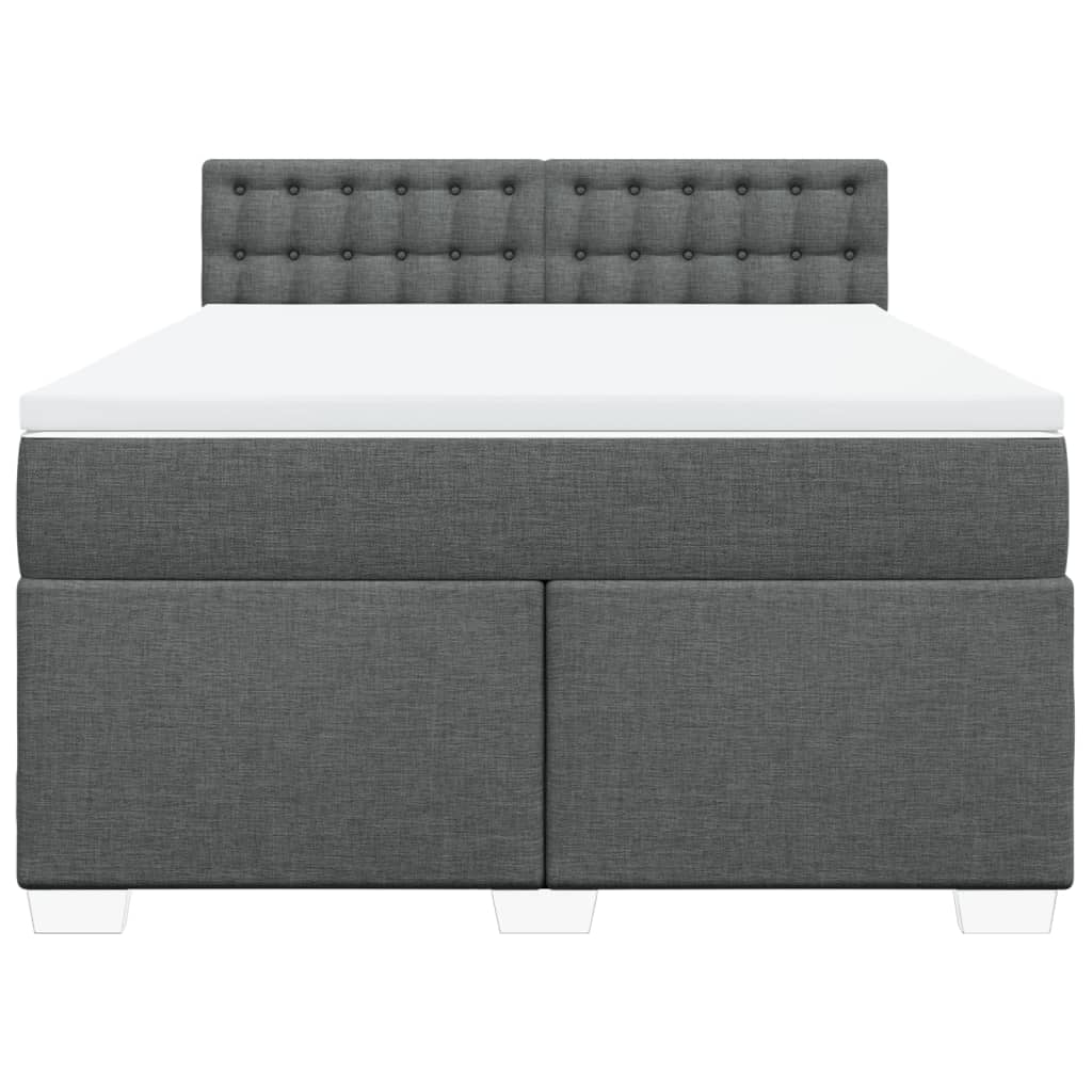 Κρεβάτι Boxspring με Στρώμα Σκούρο Γκρι 140x190 εκ. Υφασμάτινο