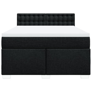 Κρεβάτι Boxspring με Στρώμα Μαύρο 140x190 εκ. Υφασμάτινο - Pakobazaar