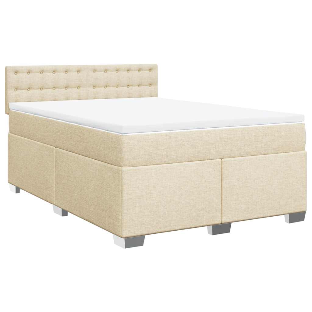 Κρεβάτι Boxspring με Στρώμα Κρεμ 140x190 εκ. Υφασμάτινο - Pakobazaar