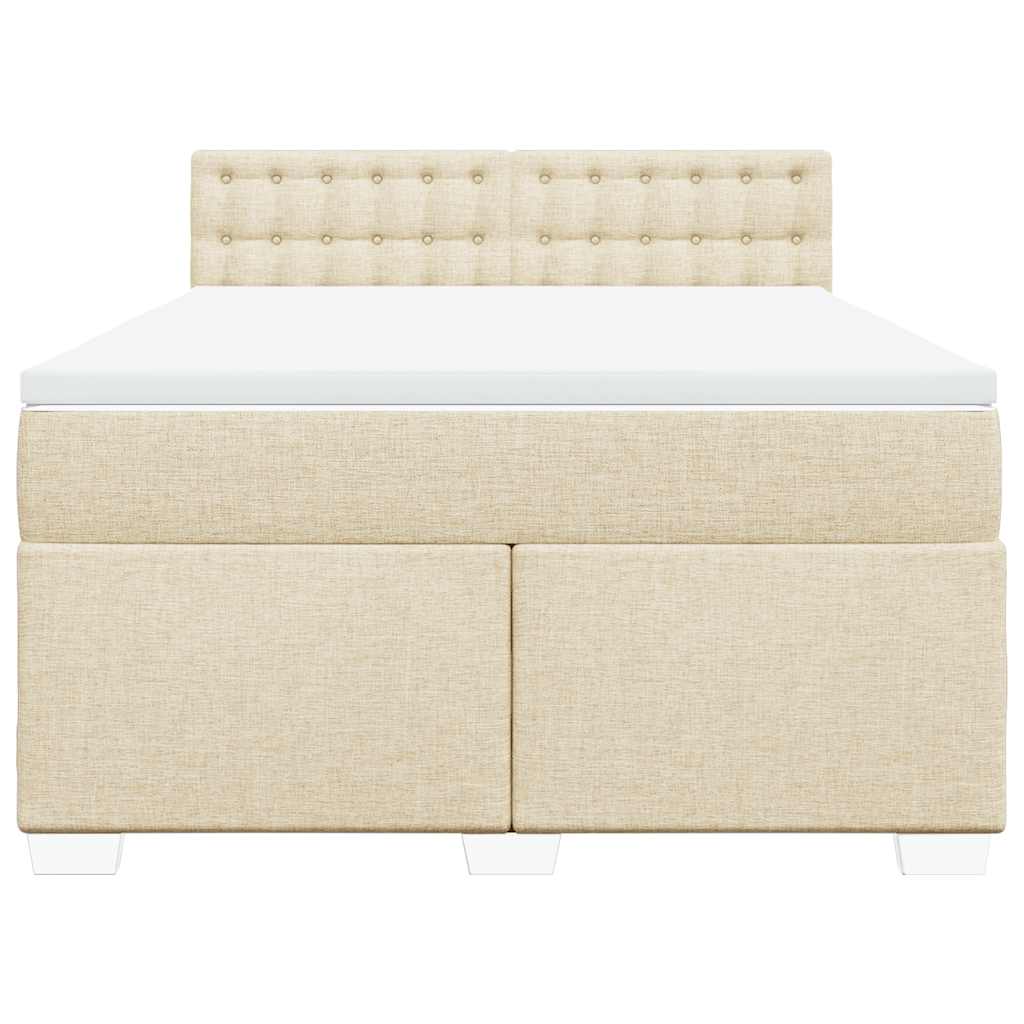 Κρεβάτι Boxspring με Στρώμα Κρεμ 140x190 εκ. Υφασμάτινο - Pakobazaar