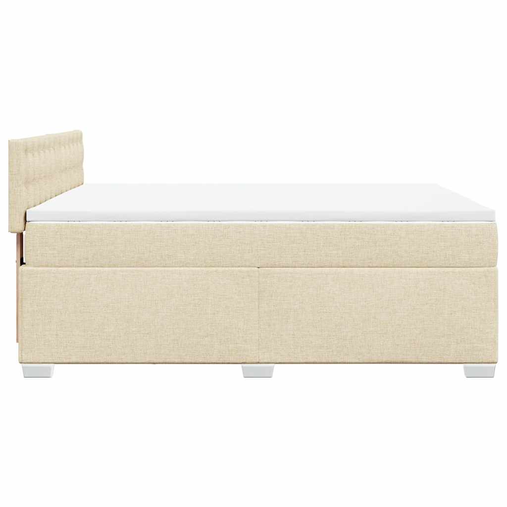 Κρεβάτι Boxspring με Στρώμα Κρεμ 140x190 εκ. Υφασμάτινο - Pakobazaar
