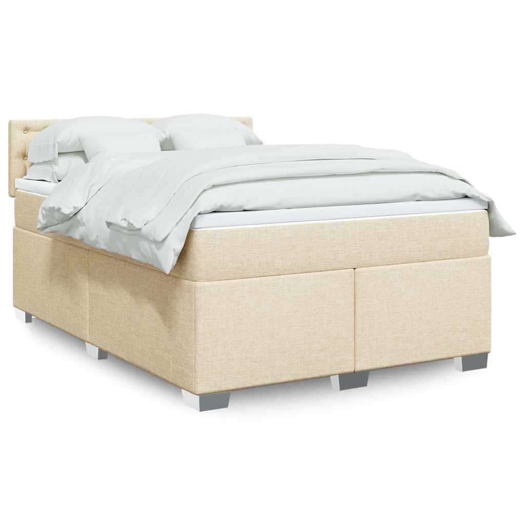 Κρεβάτι Boxspring με Στρώμα Κρεμ 140x190 εκ. Υφασμάτινο - Pakobazaar