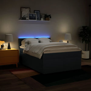 Κρεβάτι Boxspring με Στρώμα Μπλε 140x190 εκ. Υφασμάτινο - Pakobazaar