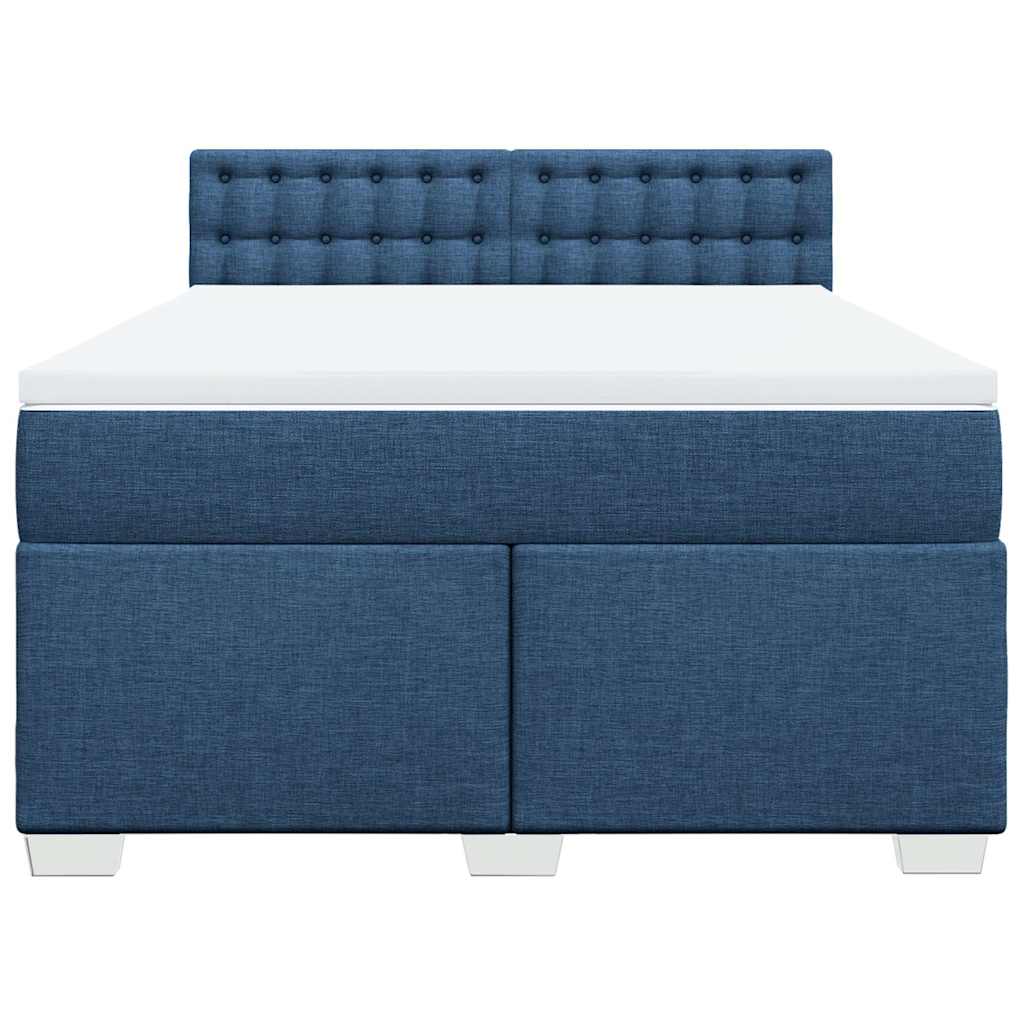 Κρεβάτι Boxspring με Στρώμα Μπλε 140x190 εκ. Υφασμάτινο - Pakobazaar