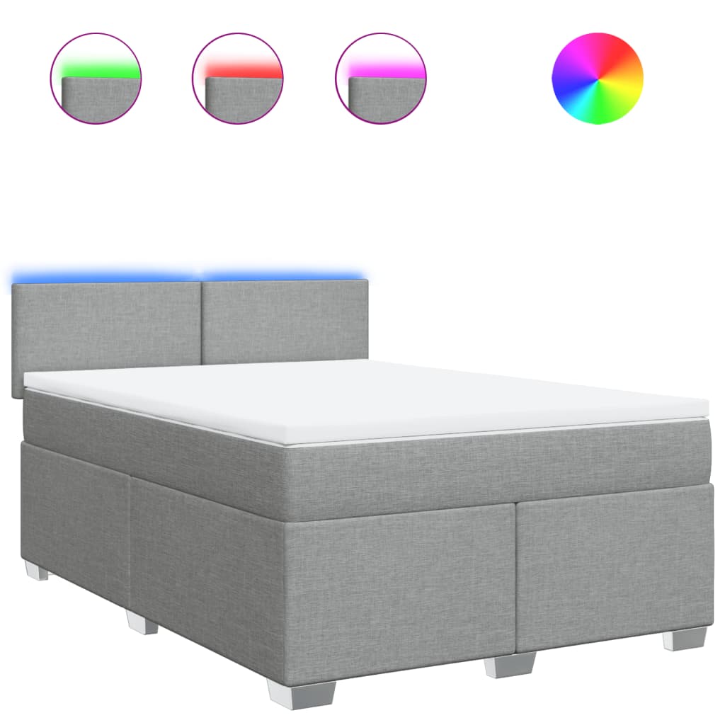 Κρεβάτι Boxspring με Στρώμα Ανοιχτό Γκρι 140x200 εκ. Υφασμάτινο