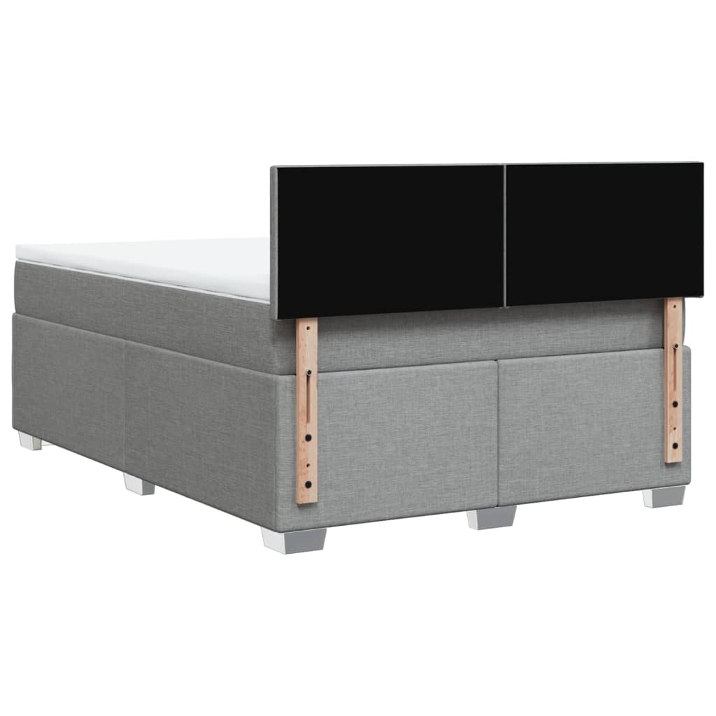 Κρεβάτι Boxspring με Στρώμα Ανοιχτό Γκρι 140x200 εκ. Υφασμάτινο