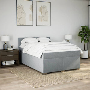 Κρεβάτι Boxspring με Στρώμα Ανοιχτό Γκρι 140x200 εκ. Υφασμάτινο