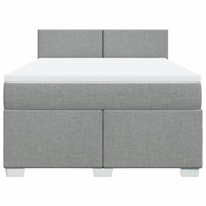 Κρεβάτι Boxspring με Στρώμα Ανοιχτό Γκρι 140x200 εκ. Υφασμάτινο