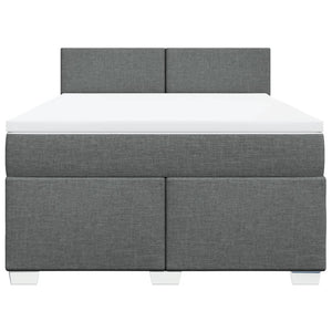 Κρεβάτι Boxspring με Στρώμα Σκούρο Γκρι 140x200 εκ Υφασμάτινο - Pakobazaar