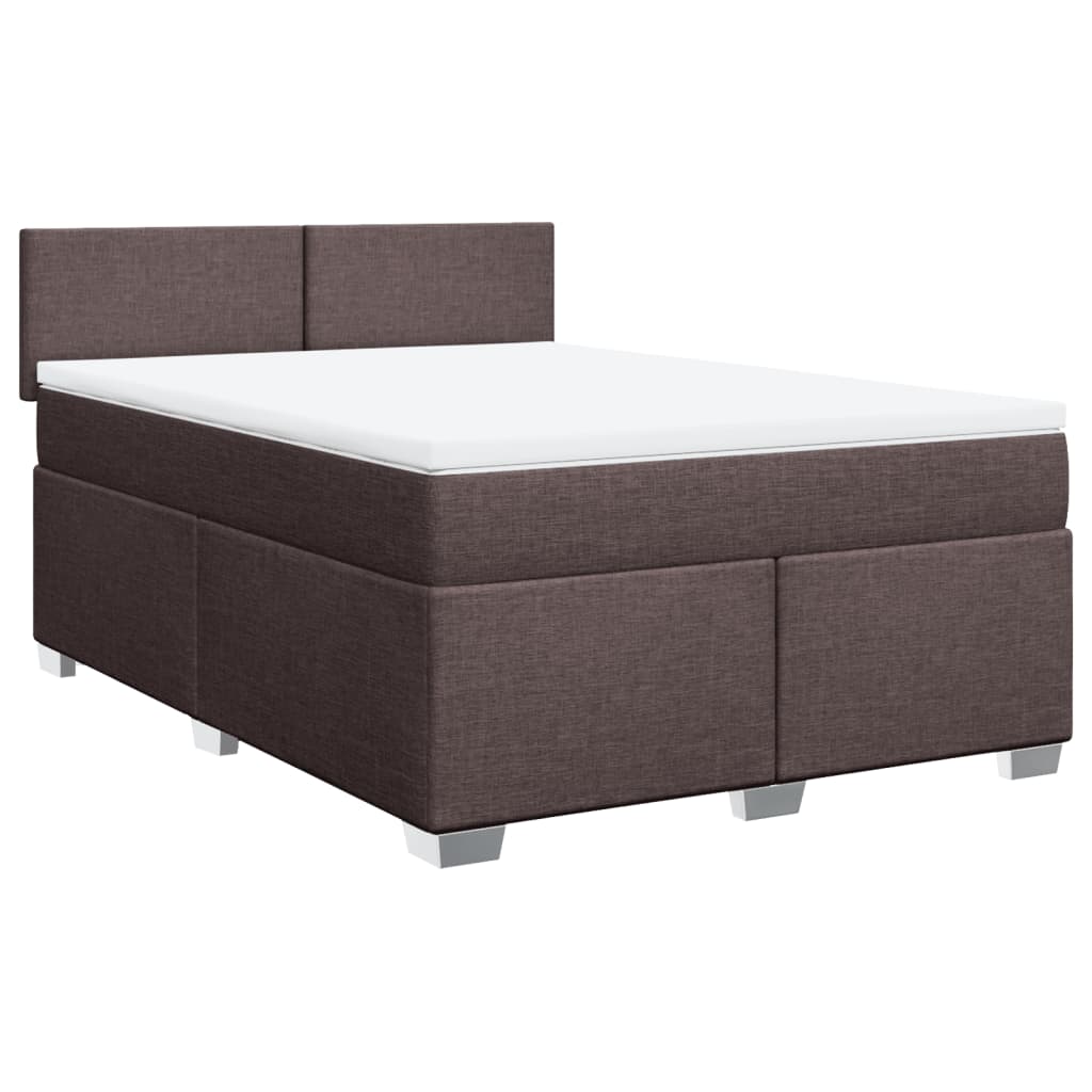 Κρεβάτι Boxspring με Στρώμα Σκούρο Καφέ 140x200 εκ Υφασμάτινο