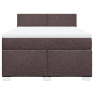 Κρεβάτι Boxspring με Στρώμα Σκούρο Καφέ 140x200 εκ Υφασμάτινο