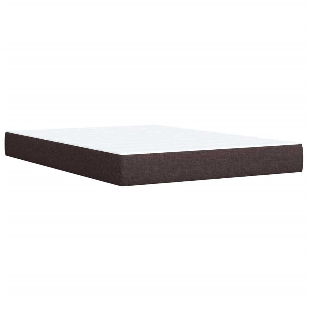 Κρεβάτι Boxspring με Στρώμα Σκούρο Καφέ 140x200 εκ Υφασμάτινο