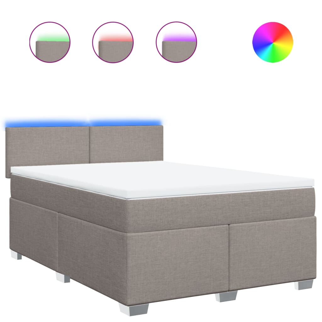 Κρεβάτι Boxspring με Στρώμα Taupe 140x200 εκ. Υφασμάτινο
