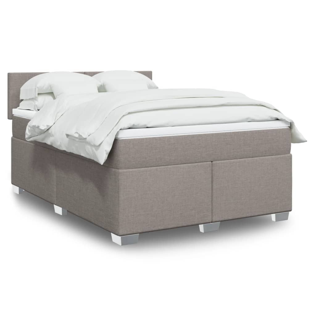 Κρεβάτι Boxspring με Στρώμα Taupe 140x200 εκ. Υφασμάτινο