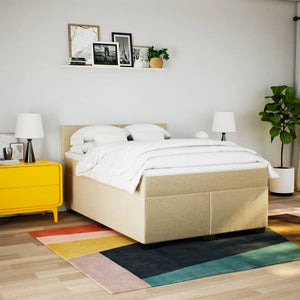 Κρεβάτι Boxspring με Στρώμα Κρεμ 140x200 εκ. Υφασμάτινο