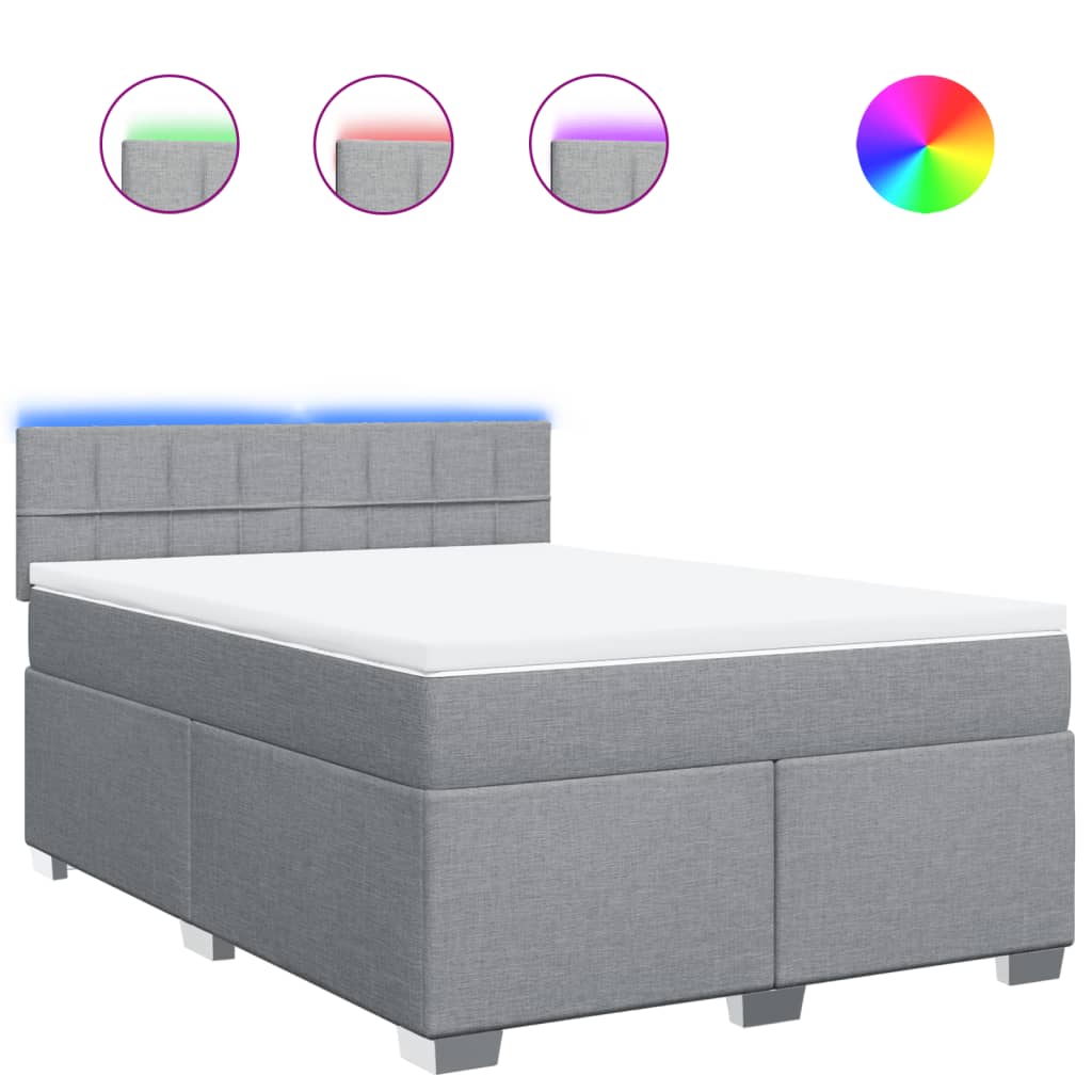 Κρεβάτι Boxspring με Στρώμα Ανοιχτό Γκρι 140x200 εκ. Υφασμάτινο - Pakobazaar