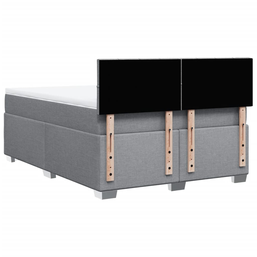Κρεβάτι Boxspring με Στρώμα Ανοιχτό Γκρι 140x200 εκ. Υφασμάτινο - Pakobazaar