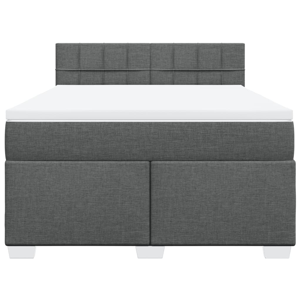 Κρεβάτι Boxspring με Στρώμα Σκούρο Γκρι 140x200 εκ Υφασμάτινο - Pakobazaar