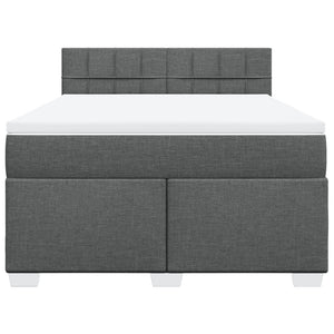 Κρεβάτι Boxspring με Στρώμα Σκούρο Γκρι 140x200 εκ Υφασμάτινο - Pakobazaar