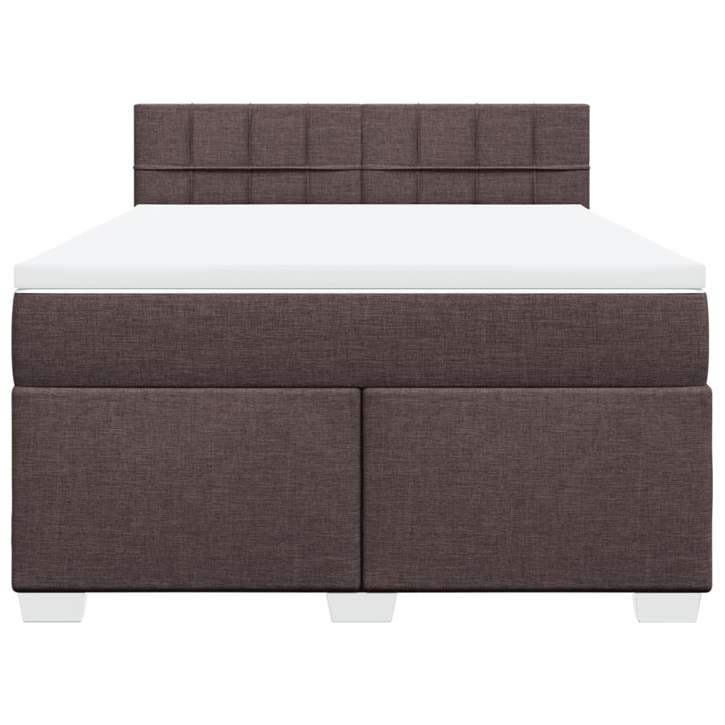 Κρεβάτι Boxspring με Στρώμα Σκούρο Καφέ 140x200 εκ Υφασμάτινο