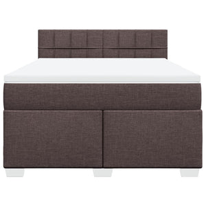 Κρεβάτι Boxspring με Στρώμα Σκούρο Καφέ 140x200 εκ Υφασμάτινο