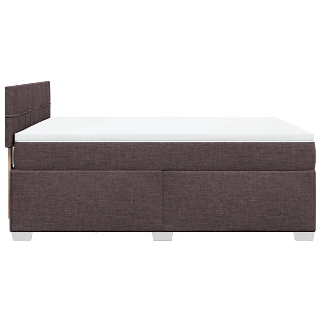 Κρεβάτι Boxspring με Στρώμα Σκούρο Καφέ 140x200 εκ Υφασμάτινο