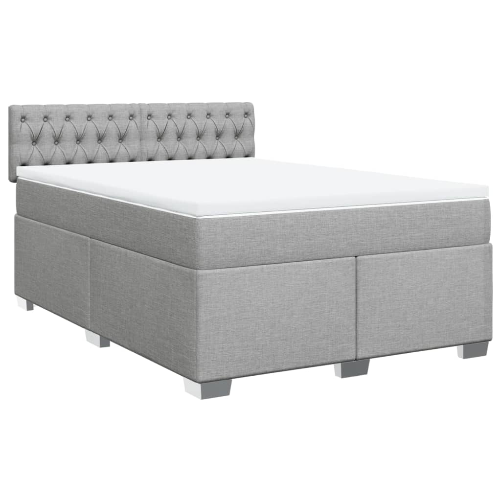 Κρεβάτι Boxspring με Στρώμα Ανοιχτό Γκρι 140x200 εκ. Υφασμάτινο - Pakobazaar