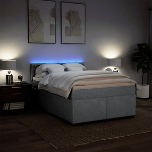 Κρεβάτι Boxspring με Στρώμα Ανοιχτό Γκρι 140x200 εκ. Υφασμάτινο - Pakobazaar