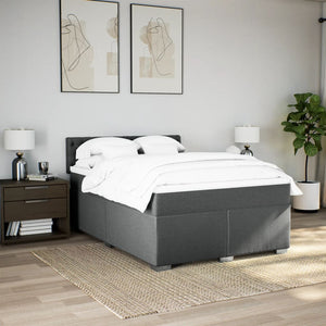 Κρεβάτι Boxspring με Στρώμα Σκούρο Γκρι 140x200 εκ Υφασμάτινο